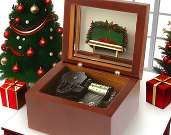 Personalisierte Spieluhr aus Holz | Perfekt als Weihnachtsgeschenk | Aufdrehbar,ohne Batterie