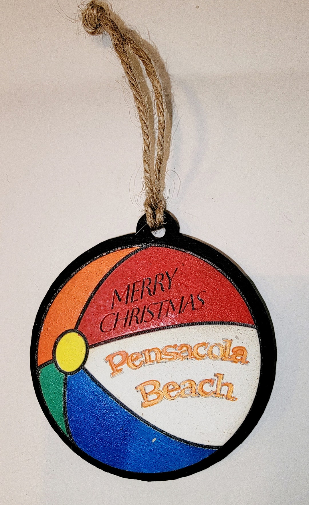 Merry Christmas Pensacola Beach Ball Ornament Etsy