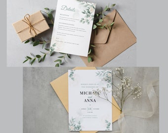 Wedding Invitation Template | Editable Wedding Details Card | Wedding Information Card | Printable Digital Wedding Invitation Template