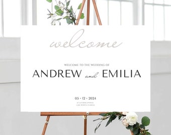 Personalized Wedding Welcome Sign | Minimalist Wedding Decor | Custom Wedding Welcome Sign | Modern Minimalist Design | Canva Template