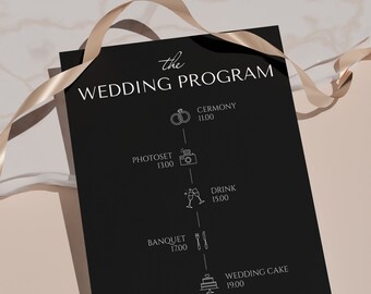 Modern Wedding Program Template | Infographic Program | Canva Wedding Program Template | Wedding Schedule | Wedding Decor Program Brochure