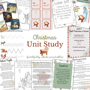 NATIVITY Unit Study, histoire de la naissance de Jésus, école à la maison imprimable, vocabulaire, écriture manuscrite, Montessori, étude de l'Avent, Noël, TÉLÉCHARGEMENT IMMÉDIAT