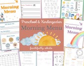 MORNING MENU, Preschool, Kindergarten, Homeschool, Morning Time Elementary, Morning Basket, Handwriting, Montessori, Instant Download