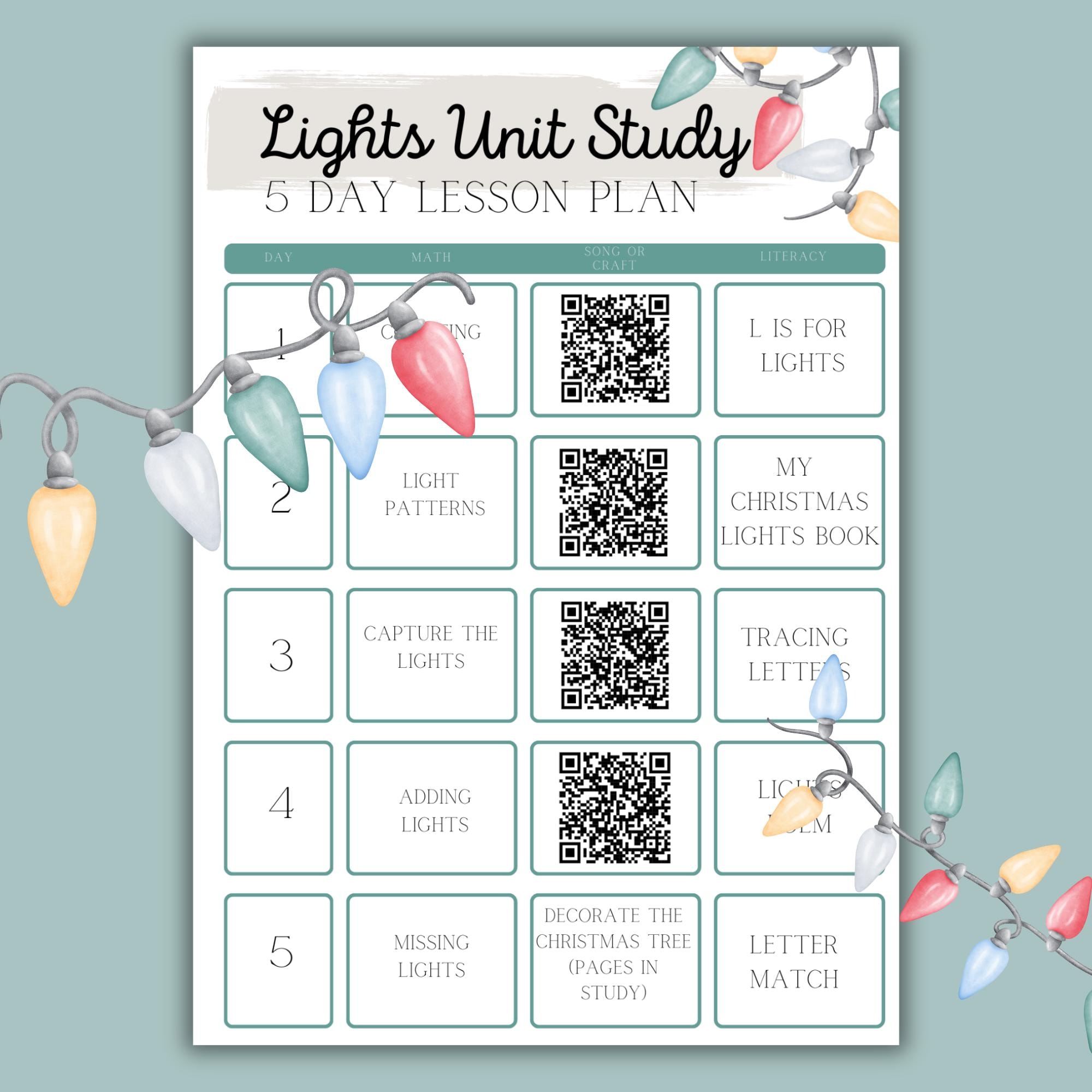 Christmas LIGHTS Mini Unit Study, Christmas Printable Worksheets ...