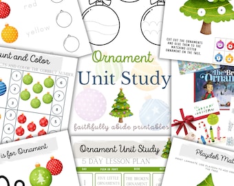 ORNAMENT Mini Unit Study, Christmas Unit Study, Homeschool Printable, Montessori, INSTANT download, Printable Christmas Worksheets, Ornament
