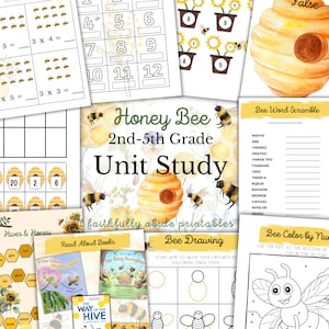 HONEY BEE Unit Study, 2nd to 5th Grade, Life Cycle, Anatomy, Nature Study, Science, Handwriting, Homeschool, Montessori, INSTANT download