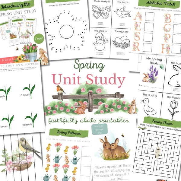SPRING Mini Unit Study, Spring Activities, Science, 4 Seasons, Handwriting, Homeschool Printable, Montessori, Homeschool, INSTANT DOWNLOAD