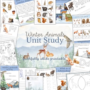 WINTER TIERE Einheitsstudie, Vokabeln, Anatomie, Montessori, Hausschule zum Ausdrucken, Handschrift, Wissenschaft, Hirsch, Naturstudie, SOFORT Download
