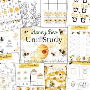 HONEY BEE Unit Study, Pre-k to 5th Grade, Life Cycle, Anatomy, Nature Study, Science, Handwriting, Homeschool, Montessori, INSTANT download