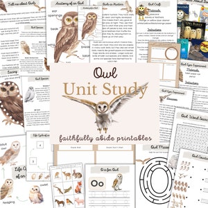 OWL Mini Unit Study, Life Cycle, Anatomy, Nature Study, Science, Handwriting, Bird Study, Homeschool Printable, Montessori, INSTANT DOWNLOAD