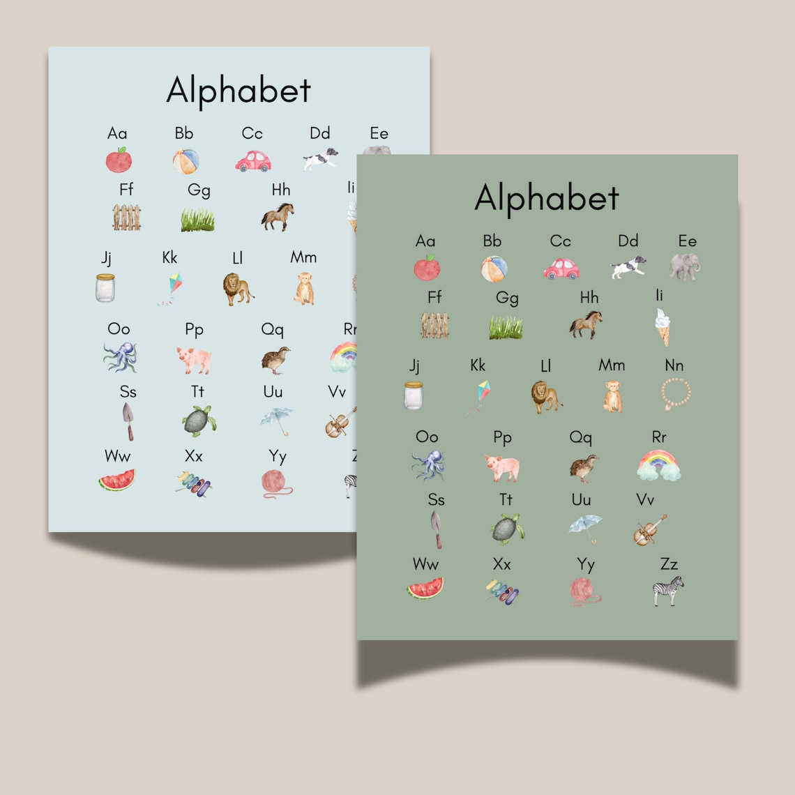 Watercolor Alphabet Poster, Alphabet Poster, ABC Poster, Cottage Core ...