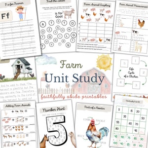 FARM Unit Study, Vocabulary, Anatomy, Montessori, Homeschool Printable, Handwriting, Science, Farm Animals, Nature Study, INSTANT Download