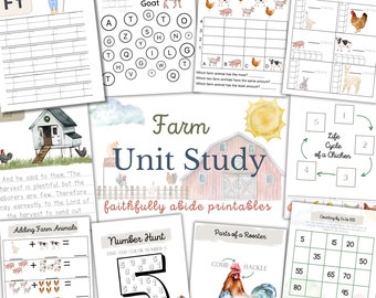 FARM Unit Study, Vocabulary, Anatomy, Montessori, Homeschool Printable, Handwriting, Science, Farm Animals, Nature Study, INSTANT Download