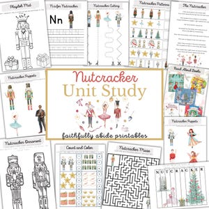 Estudo de unidade mini QUEBRA-NOZES, planilhas para impressão de Natal, imprimíveis para educação domiciliar, Montessori, download INSTANTÂNEO, imprimíveis com tema de quebra-nozes