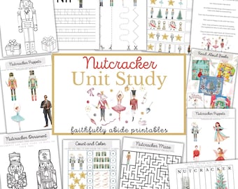 NUTCRACKER mini-eenheidsstudie, afdrukbare kerstwerkbladen, homeschool afdrukbaar, montessori, INSTANT download, afdrukbare notenkrakerthema