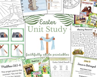 EASTER Unit Study, Passover, Homeschool Printable, Vocabulary, Handwriting, Montessori, Resurrection, Palm Sunday, Hosanna, INSTANT DOWNLOAD