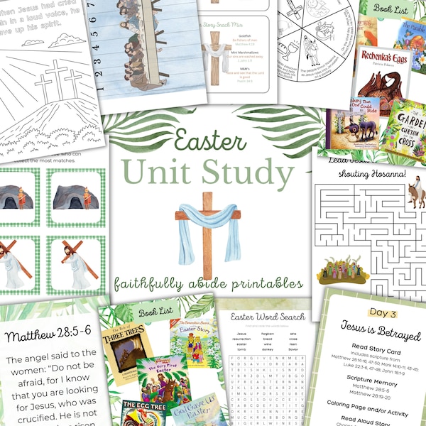 EASTER Unit Study, Passover, Homeschool Printable, Vocabulary, Handwriting, Montessori, Resurrection, Palm Sunday, Hosanna, INSTANT DOWNLOAD