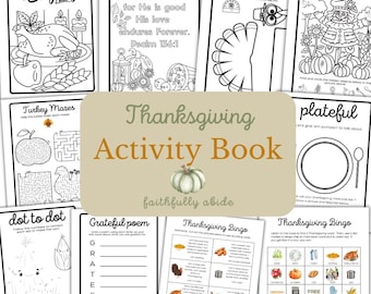 Thanksgiving Activity Bundle, DIGITAL DOWNLOAD, Thanksgiving BINGO, Homeschool Printable, Thanksgiving Activities for Kids, Turkey Craft