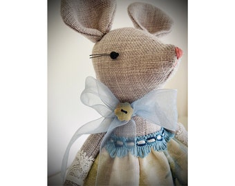 Mouse Doll - Handmade Fabric Mouse - Heirloom Doll - Stuffed Animal - Plush Doll - Gift - Collectable Toy - Art Doll - Mice - One Of A Kind