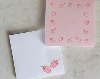 Strawberry Post It Notes Set of 2, Sticky Notes