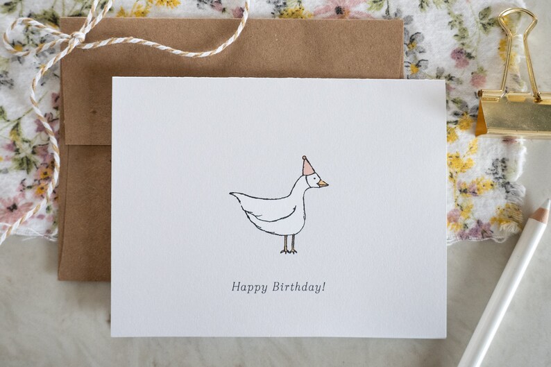 Silly Goose Birthday Card: Party Hat Goose, Blank Inside - Etsy
