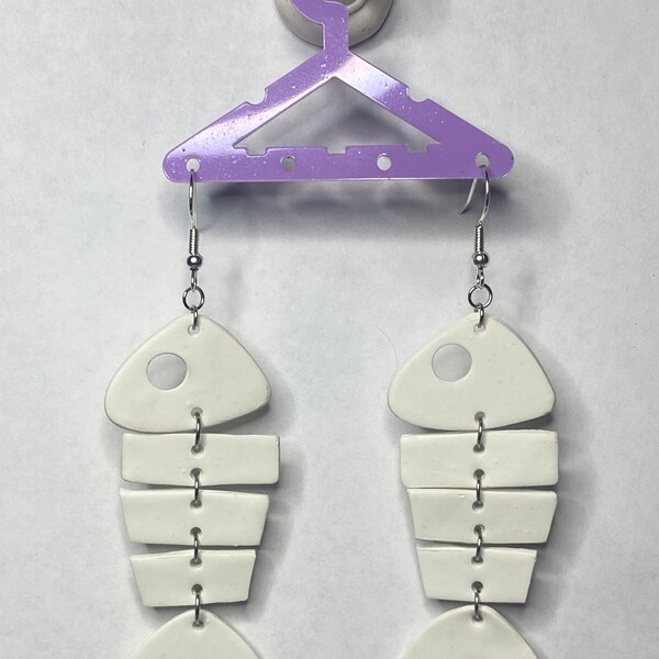 Cute Cartoon Dangly Fish Bone Earrings