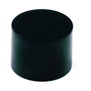 May include: A black round knob with a smooth surface.