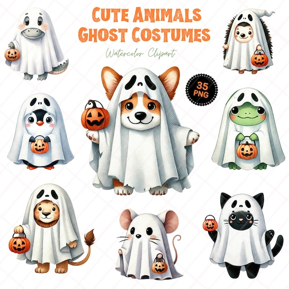 cute animals dressed up for halloween Adorable in Ghost Costumes With Pumpkins Design, Trick-or-treat Animal Illustration, Ghost Puppy, Kitten and Friends funny animals dressed up Red dress for dance Dimension:19 L x 32 W x 49 H Inches Brand_Drake's Own