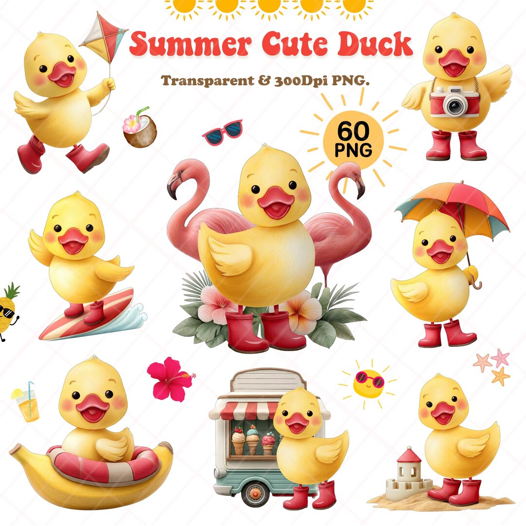 Summer Duck Clipart Set: Tropical Beach Pngs (digital Download) - Etsy