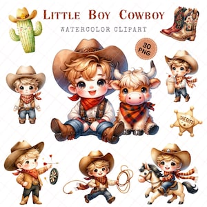 Adorable Cowboy Kid Illustration Clipart, Little Cowboy Adventure, Digital Download, Western Nursery Art, Printable Cartoon Cowboy, 300 dpi