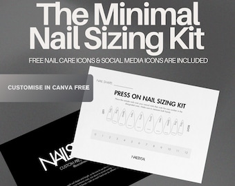 Press On Nail Sizing Kit, Customisable Nail Size Guide, Canva Nail Sizing Template, Printable False Nail Sizing Card, How to Measure Nails