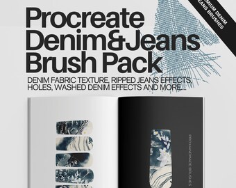 Procreate Denim & Jeans Brush, Ripped Jeans Effect, Holes, Washed Denim, 114 Denim Texture Stamps, Nail Artist Brush, Denim Nail, Blue Jeans