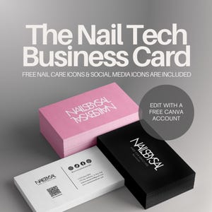 Editable Beauty Business Card, Nail Tech Business Card, Pink Beauty Salon Card, Canva Business Card Template, Lash Tech Business Card, Nails