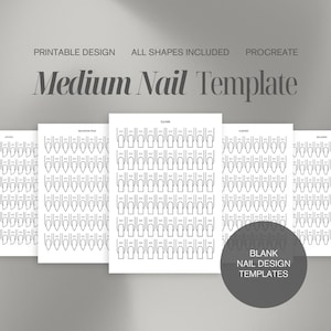 Medium Nail Design Template, Blank Nail Tech Planner, Nail Art Practice Sheet, Printable Nail Art Guide, Press On Nail Guide, Nail Tech Gift