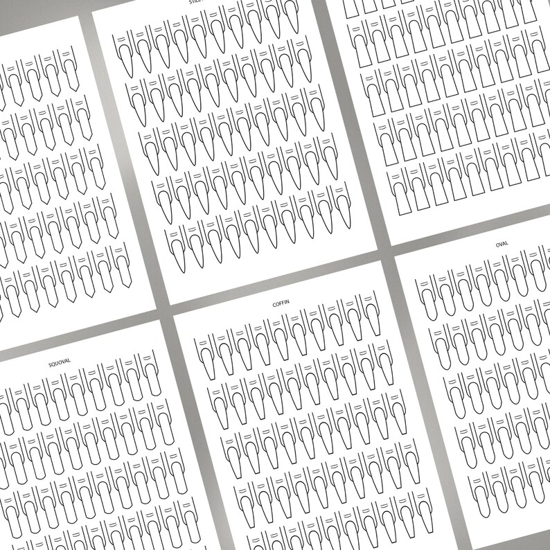 Long Nail Template, Blank Nail Tech Planner, Nail Art Practice Sheet