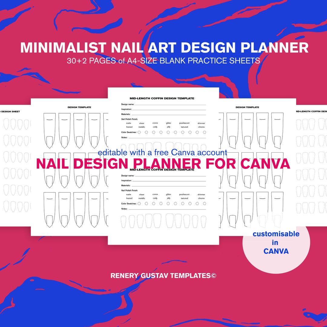 Customisable Nail Art Planner for Canva 302 Pages Printable Etsy