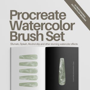 Puede incluir: Un conjunto de 53 pinceles de acuarela Procreate para arte digital. Los pinceles están diseñados para crear efectos de acuarela realistas, incluyendo sfumato, salpicaduras y goteo de alcohol.