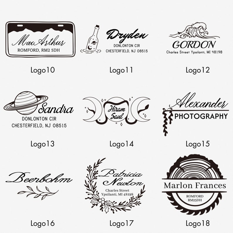 Sellos de goma para bodas, sellos de empresa, cualquier logotipo se puede personalizar, sellos de logotipos, sellos personalizados, diseño de sellos, grabado con láser imagen 6