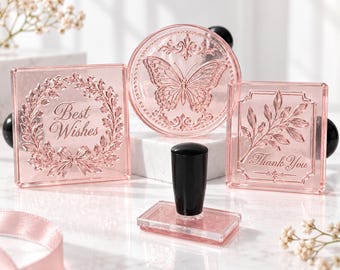 Acrylic Stamp with Handle, Custom Rubber Stamp with Your Design, Logo or Text | Personalized Stamp for Business, Books, Weddings & More