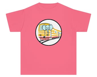 Elephant Train kindershirt | Retro zonsondergang graphic kindershirt