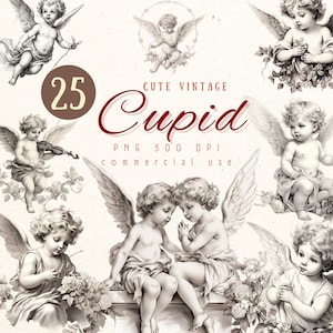 Clipart bonito de querubins cupidos desenhados à mão, ilustrações de anjo de arte de linha fina, casamento de arte de querubins, cartão de casamento de cupido, download instantâneo.