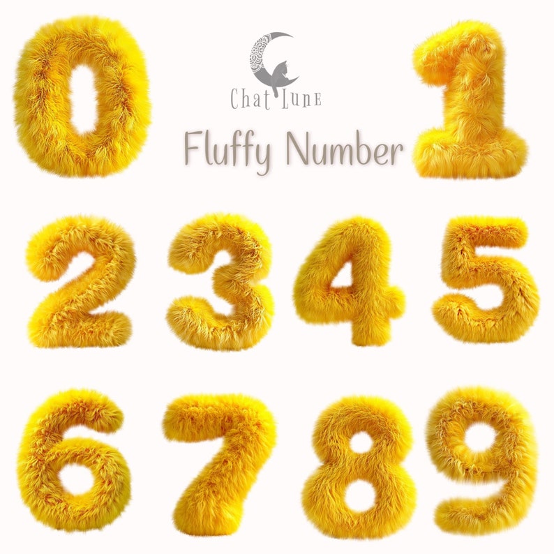 3D Fluffy Number Clipart: Fur Number PNG (digital Download) - Etsy