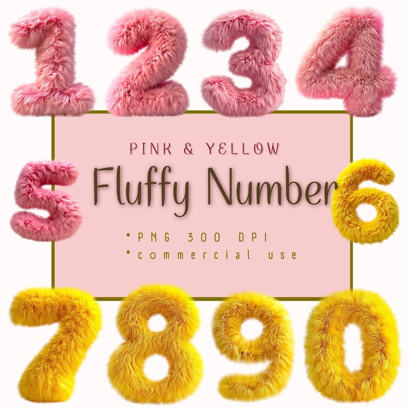 3D Fluffy Number Clipart: Fur Number PNG (digital Download) - Etsy
