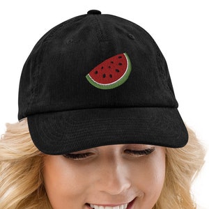 Watermelon Hat Embroidered Watermelon Cap Corduroy Hat Palestine Watermelon Embroidered Hat Palestine Flag Hat Gift For Watermelon Lover