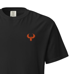 Phoenix  Embroidered Unisex T-shirt, Mythical Fire Bird Shirt, Rebirth Symbol Tee, Heavyweight Cotton Graphic Tee, Unisex Streetwear Gift