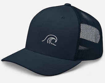 Wave Trucker Cap Embroidered Wave Hat Gift For Sea Lover Wave Trucker Cap