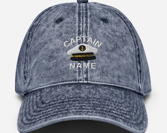 Custom Captain Hat Embroidered Cap Personalized Captain First Name Caps Custom Hats Sailman Name Crew Caps Embroidered Sailor Hat