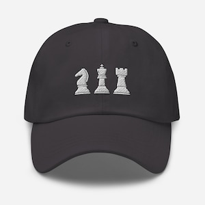Chess Game Embroidered Hat, Chess Player Dad Hat Chess Pieces Cap Gift For Chess Lovers King Rook Knight Chess Cotton Twill Cap