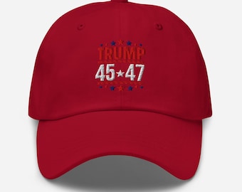 Embroidered 45 47 Trump Hat, Trump 2024 Dad Cap US Election Winner Gift 45-47 President