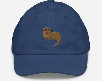 Bonita gorra juvenil bordada con nutria, gorra de béisbol infantil con nutria, regalo para amantes de las nutrias, gorra para niños, regalos de animales de nutria